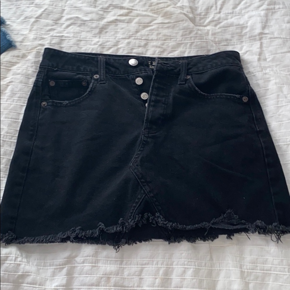 Black Denim Mini Skirt